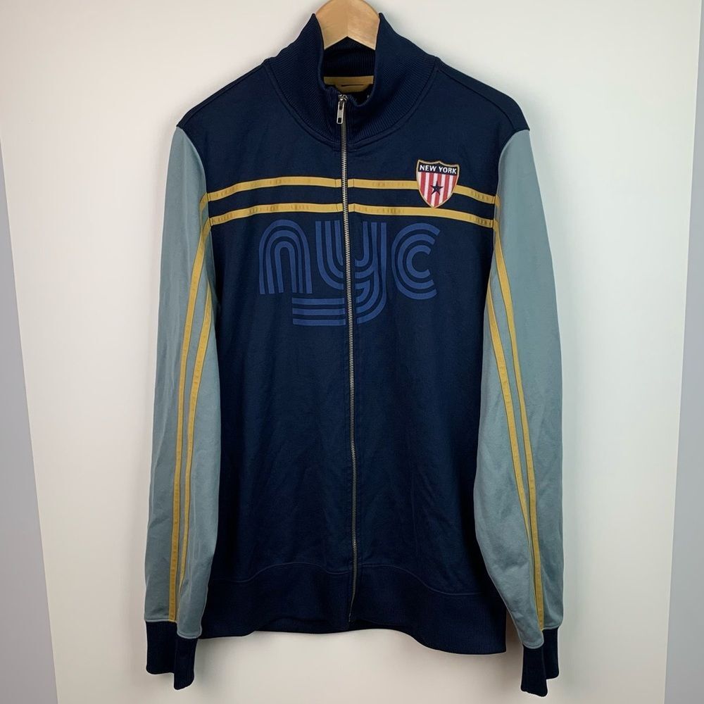 Fossil Unisex Warm Up Track Sweatshirt full zip Jacket New York Size Large